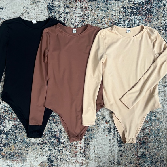 SHEIN Other - Shein Bodysuit Tops - Cream, Brown, and Black